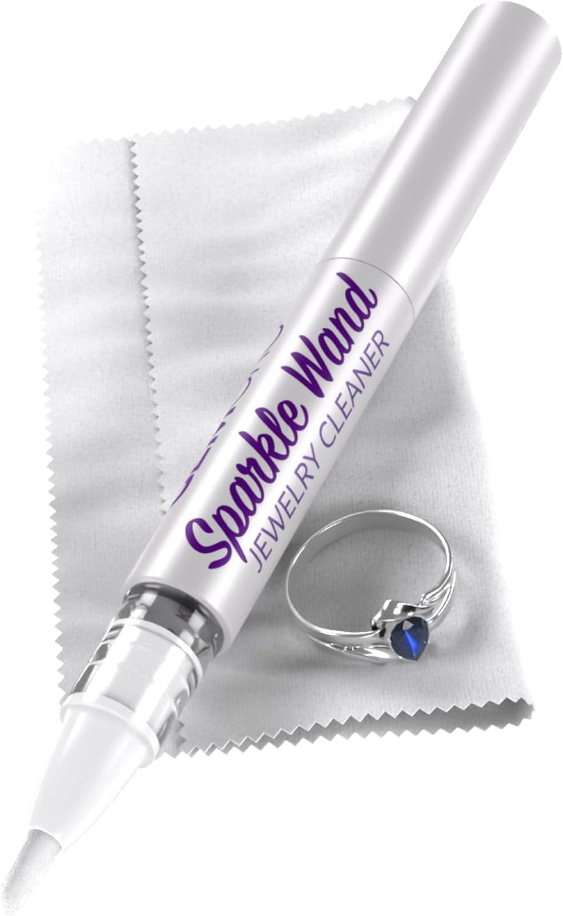 Gemoro Sparkle Wand | Jewerly Cleaner Pen for On-The-Go | Travel Size Portable Cleaning Solution for Rings & Jewelry | Safe on Diamonds, Gemstones & Moissantie with Free Microfiber Cleaning Cloth - Image 1